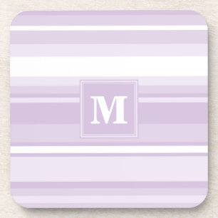 Monogram thistle purple stripes coaster