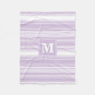 Monogram thistle purple stripes fleece blanket
