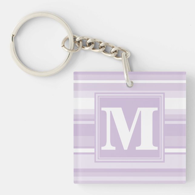 Monogram thistle purple stripes key ring (Front)