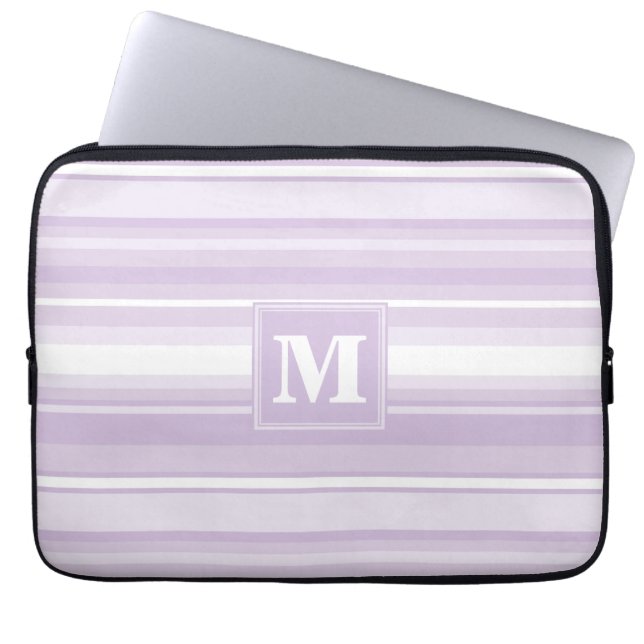 Monogram thistle purple stripes laptop sleeve (Front)