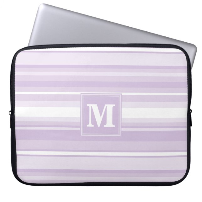 Monogram thistle purple stripes laptop sleeve (Front)