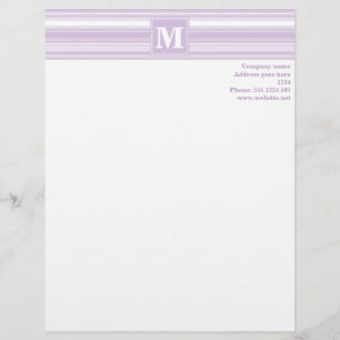 Monogram thistle purple stripes letterhead design