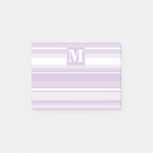 Monogram thistle purple stripes post-it notes