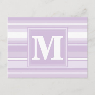Monogram thistle purple stripes postcard