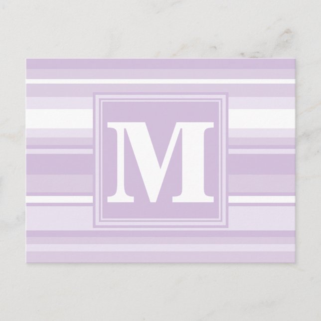 Monogram thistle purple stripes postcard (Front)