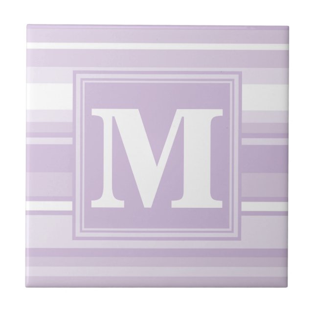 Monogram thistle purple stripes tile (Front)