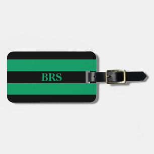 Monogram Three Black Stripe on Shamrock Green Luggage Tag