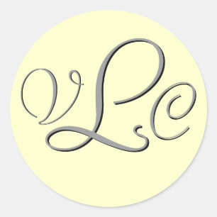 Monogram Three Cream and Grey Sticker