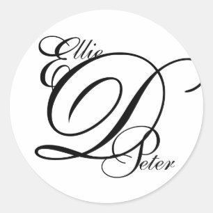 Monogram Three Letters & Names Wedding Sticker