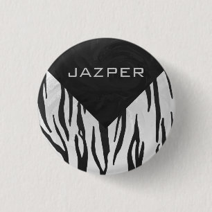 Monogram Tiger Black and White Print 3 Cm Round Badge