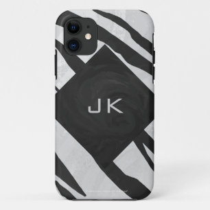 Monogram Tiger Black and White Print iPhone 11 Case