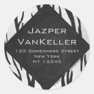 Monogram Tiger Black and White Print Classic Round Sticker