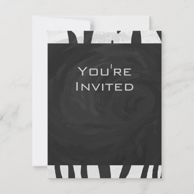 Monogram Tiger Black and White Print Invitation (Front)