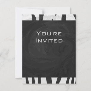 Monogram Tiger Black and White Print Invitation