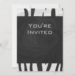 Monogram Tiger Black and White Print Invitation