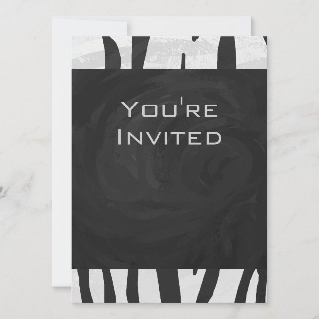 Monogram Tiger Black and White Print Invitation (Front)