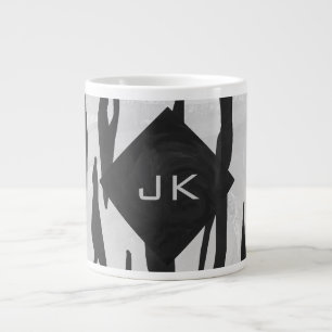 Monogram Tiger Black and White Print Large Coffee Mug