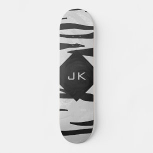 Monogram Tiger Black and White Print Skateboard