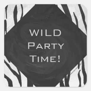 Monogram Tiger Black and White Print Square Sticker