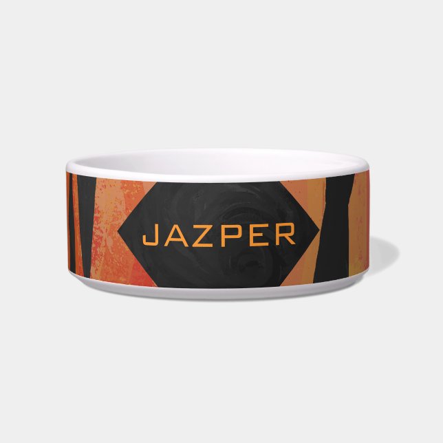 Monogram Tiger Hot Orange and Black Print Pattern Bowl (Front)