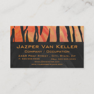 Monogram Tiger Hot Orange and Black Print Pattern Business Card