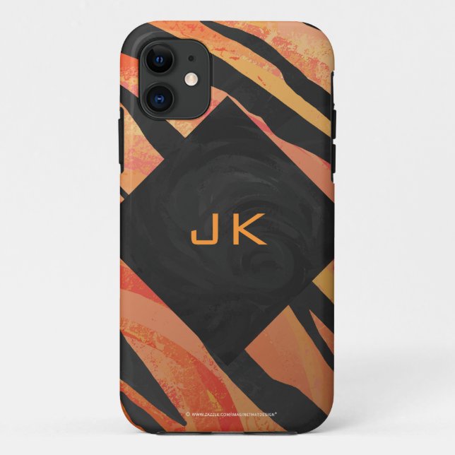Monogram Tiger Hot Orange and Black Print Pattern Case-Mate iPhone Case (Back)