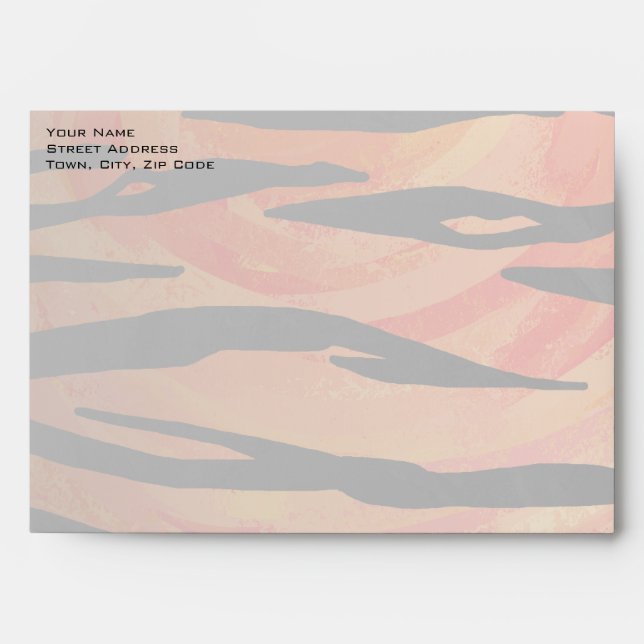 Monogram Tiger Hot Orange and Black Print Pattern Envelopes (Front)