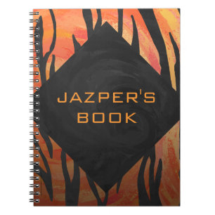 Monogram Tiger Hot Orange and Black Print Pattern Notebook