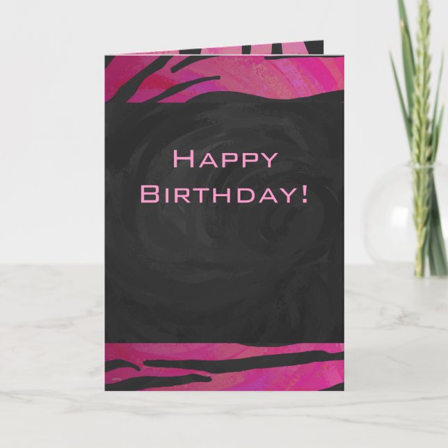 Monogram Tiger Hot Pink and Black Print Pattern Card (Front)