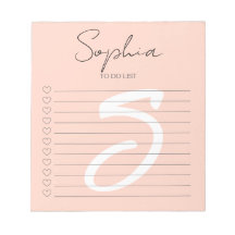 Monogram To Do List Hand Script Pink