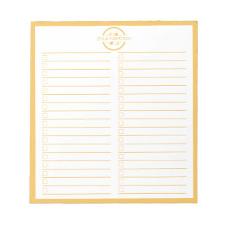 Monogram To Do List Minimalist Yellow Name Notepad