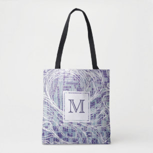 Monogram Tote Bag Blue & Purple Swirl