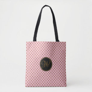 Monogram Tote Bags Rose Gold Glitter Polka Dots