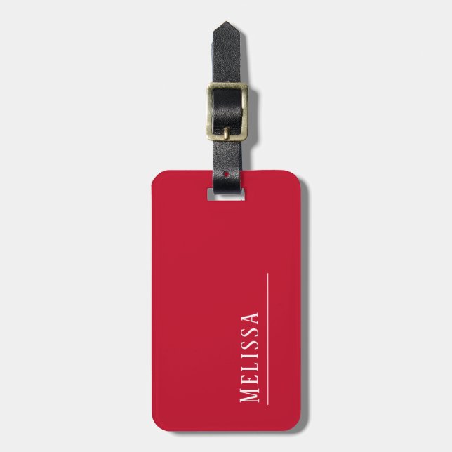 Monogram travel, cherry red luggage tag (Front Vertical)