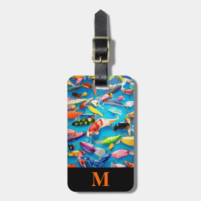 Monogram Travel Fishing Lures Luggage Tag (Front Vertical)