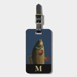 Monogram Travel Grey Green Carp Fish Head Luggage Tag