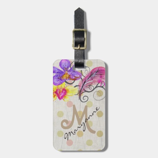 MONOGRAM TRAVEL LUGGAGE TAG, FRENCH BELLE EPOQUE LUGGAGE TAG