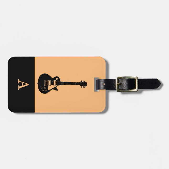 Monogram Travel Music Electric Bass Guitar Luggage Tag (Front Horizontal)