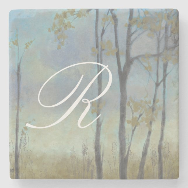 Monogram | Tree-Lined Wheat Grass I Stone Coaster (Front)