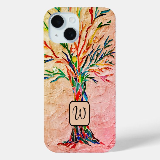 Monogram Tree of Life Mosaic Case-Mate iPhone Case (Back)