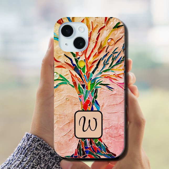 Monogram Tree of Life Mosaic Case-Mate iPhone Case (Creator Uploaded)