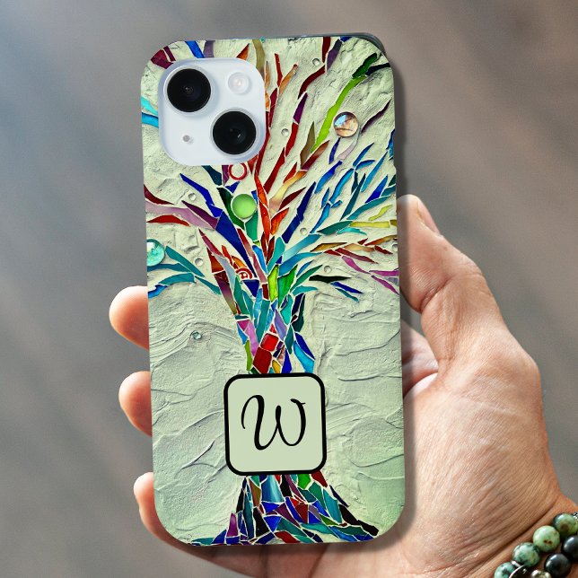 Monogram Tree of Life Mosaic Green Case-Mate iPhone Case (Creator Uploaded)