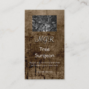 Monogram, Tree Surgery Business, leather-effect Business Card