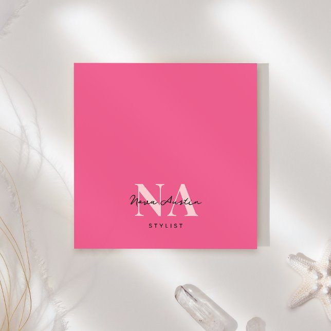 Monogram Trendy Aesthetic Hot Pink Personalised Post-it Notes (Creator Uploaded)