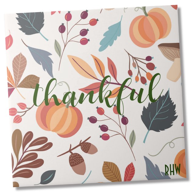 Monogram Trendy Autumn Pattern 6x6 Ceramic Tile (Creator Uploaded)