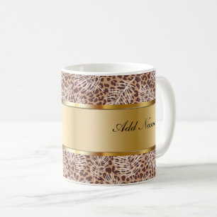 Monogram Trendy Coffee Mugs Leopard Pattern