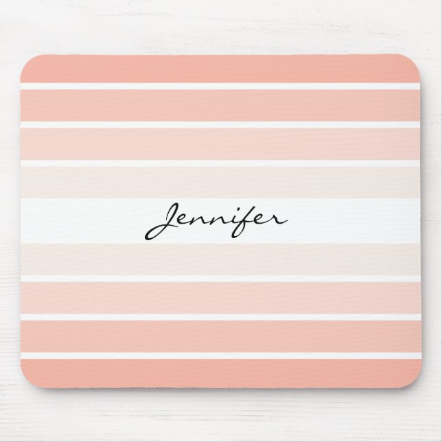 Monogram Trendy Coral Pastel Minimalist Mousepad (Front)