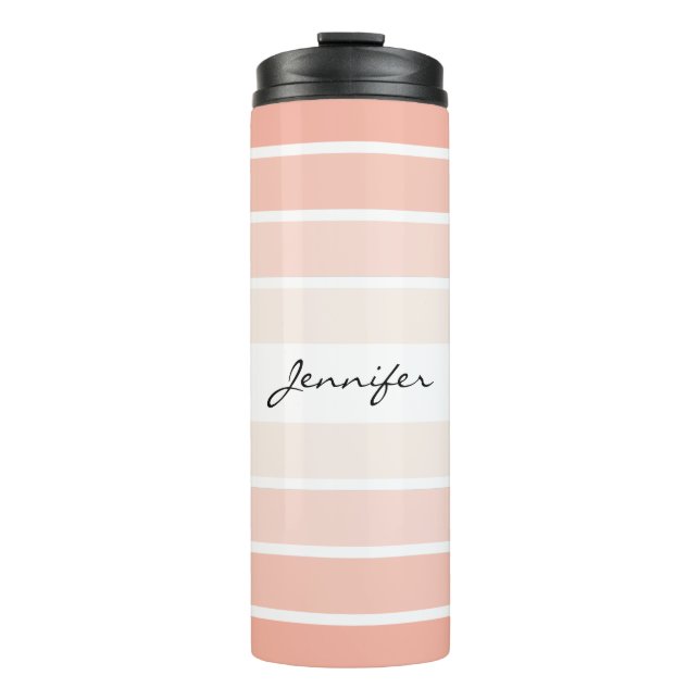 Monogram Trendy Coral Pastel Thermal Tumbler (Front)