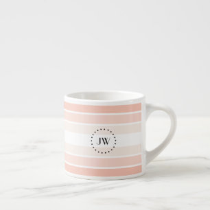 Monogram Trendy Coral Pink Pastel Espresso Mug