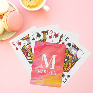 Monogram Trendy Modern Girly Chic Abstract Stylish Playing Cards